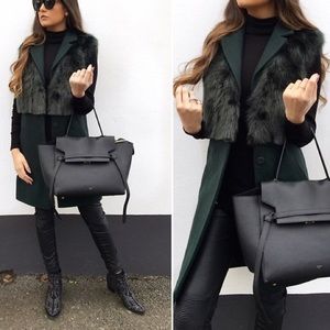 Blue faux fur long waistcoat